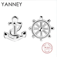 yanney 2022 fashion silver color ship rudder anchor stud earrings fashion woman simple geometric asymmetric jewelry