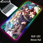 Большой игровой коврик для мыши Genshin Impact RGB светодиодный подсветкой и подсветкой по USB