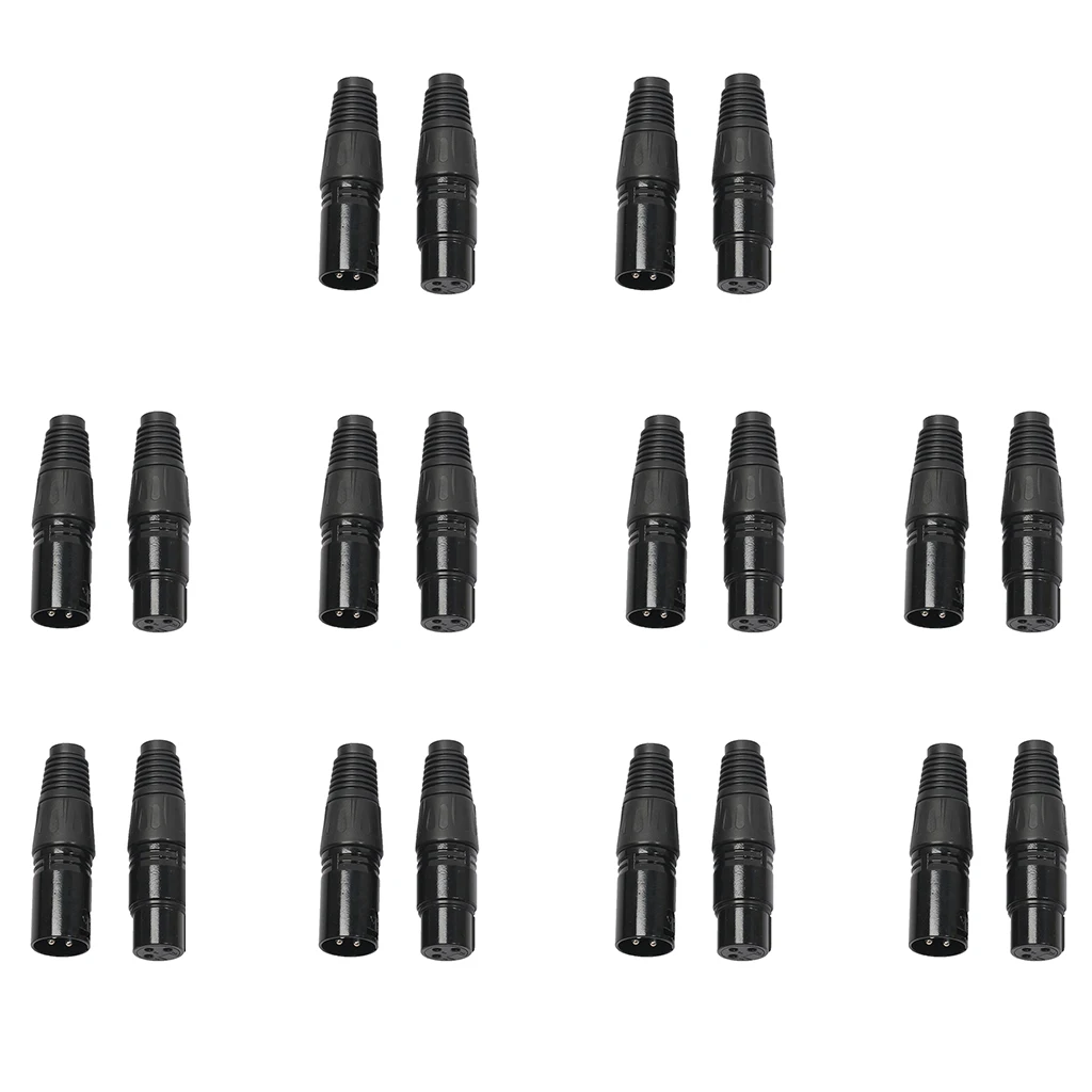 

M / F Connector for 10 Pin XLR Microphone Solder 10 Pairs, Black Housing