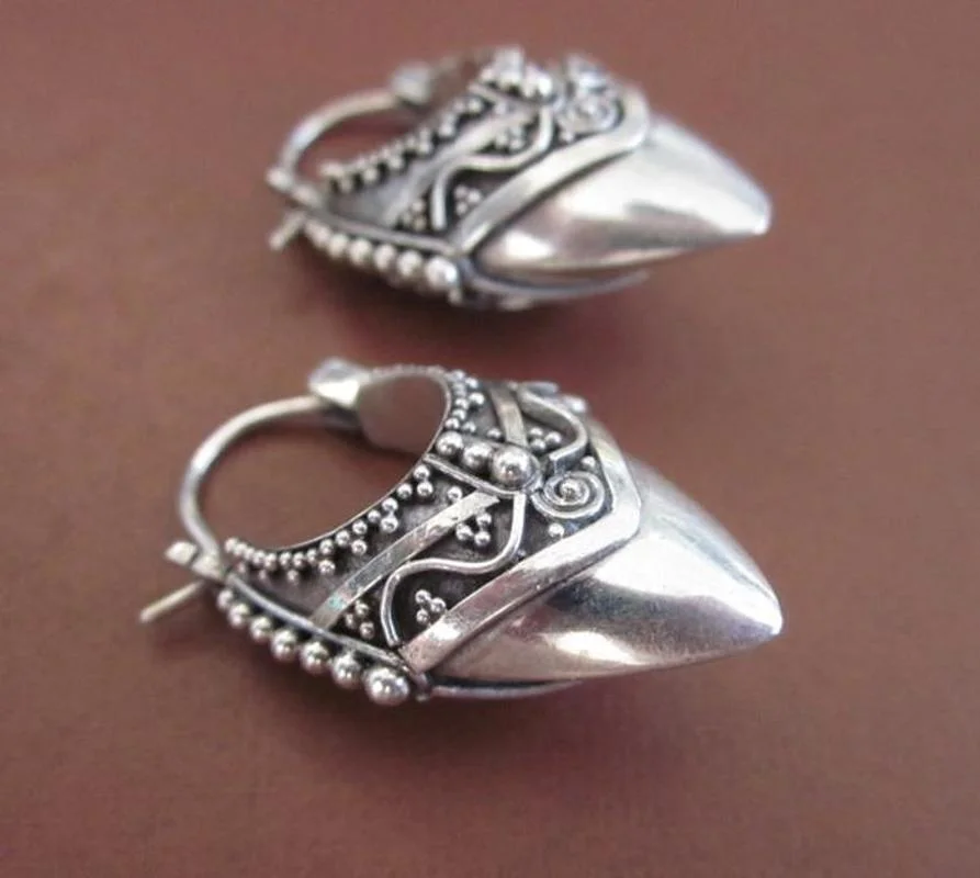 

Creative Personality Silver Color Engraving Pattern Women's Drop Earrings Trendy Metal Anniversary Party Jewelry