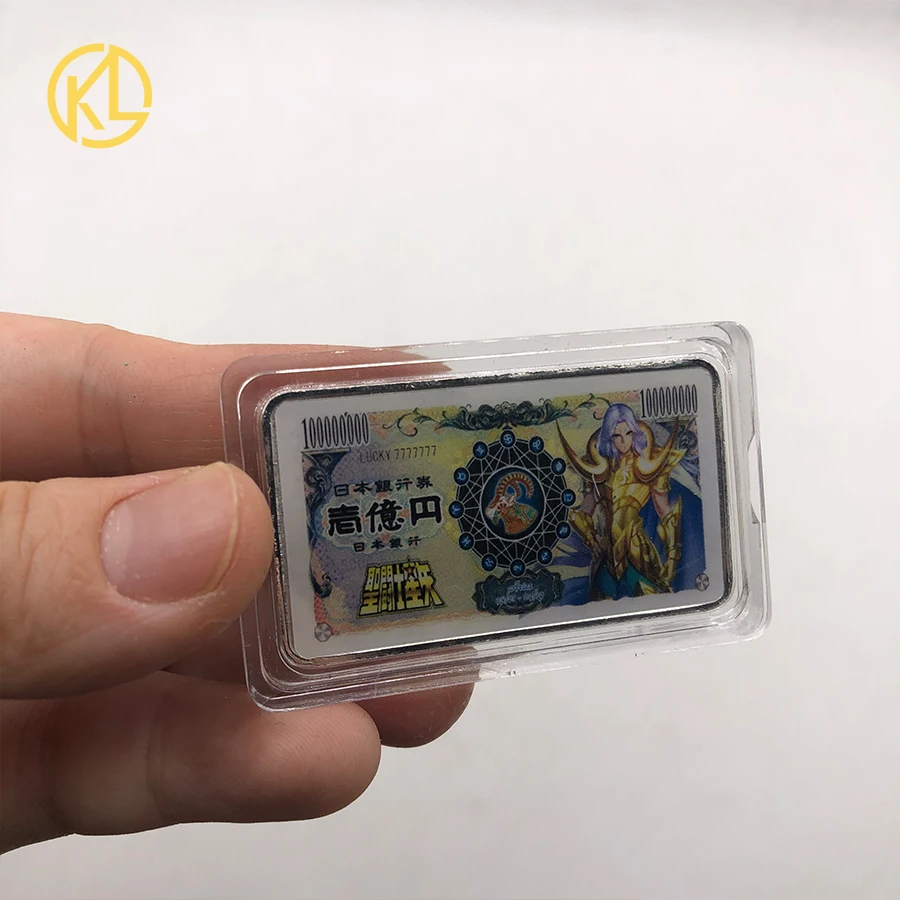 50X12 Дизайнов счастливая японская аниме Saint Seiya Yen банкнота Серебряная панель для