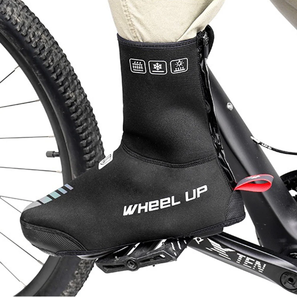 

Cycling Shoe Covers Thermal Fleece-Lined Shoe Cover for Bike Windproof Overshoes with Reflective Zipper