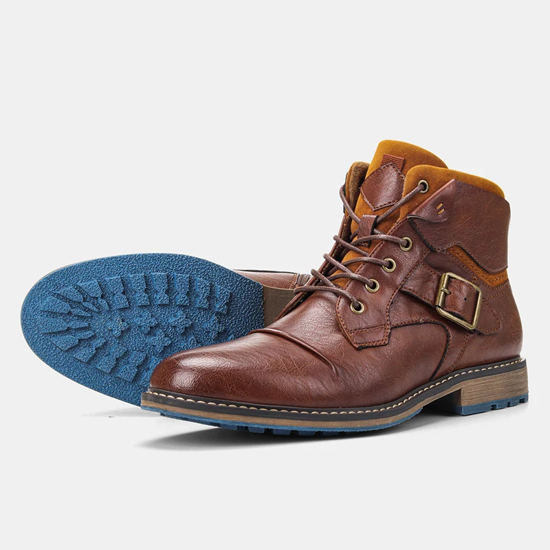 Plus Size 8-12 boots men brand Ankle fashion vintage autumn Comfortable High Quality leather boot winter shoes | Обувь