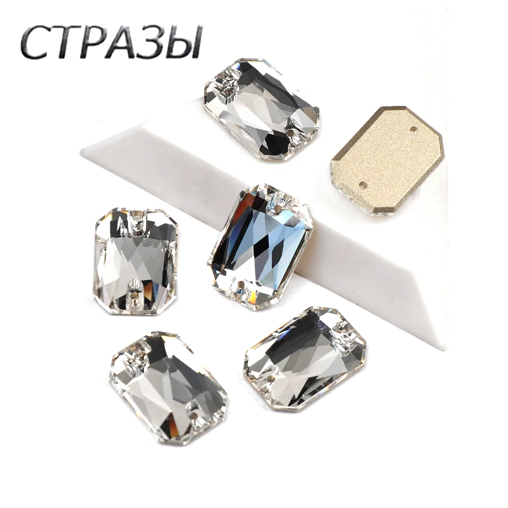 

6A Boutique Emerald Cut Strass Crystal Clear Sew On Rhinestone Beads Sewing Beads For Dress Making Needlework Garment Decoration