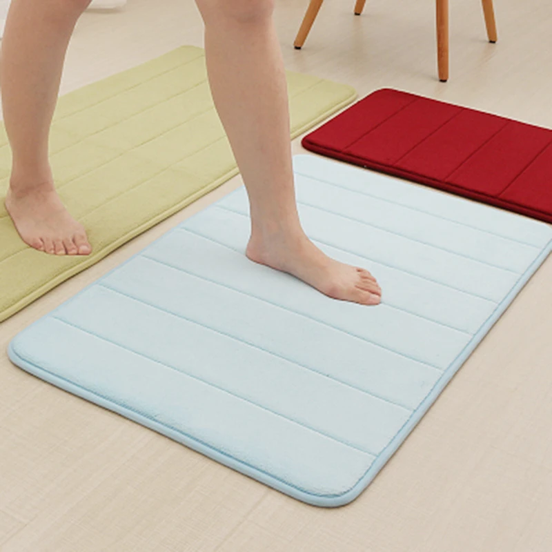 

50x80cm 40x60cm Washable Home Bath Mat Non-slip Bathroom Carpet Soft Coral Fleece Memory Foam Rug Mat Kitchen Toilet Floor Decor