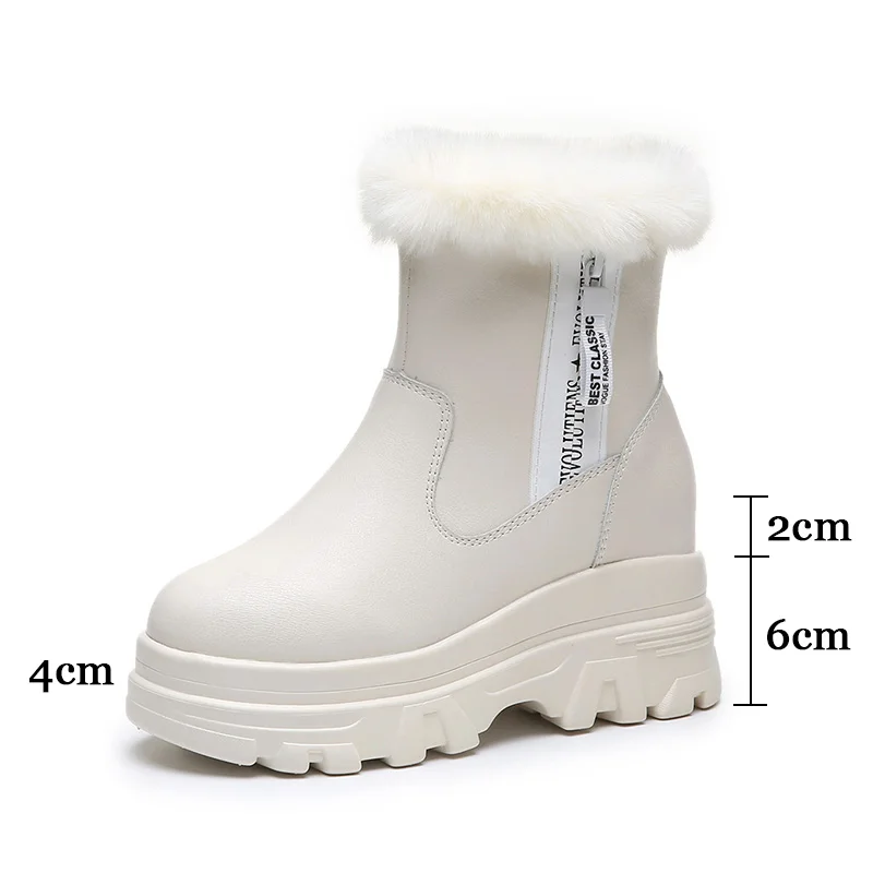 Rimocy/зимние ботинки женская теплая плюшевая обувь на платформе и высоком каблуке