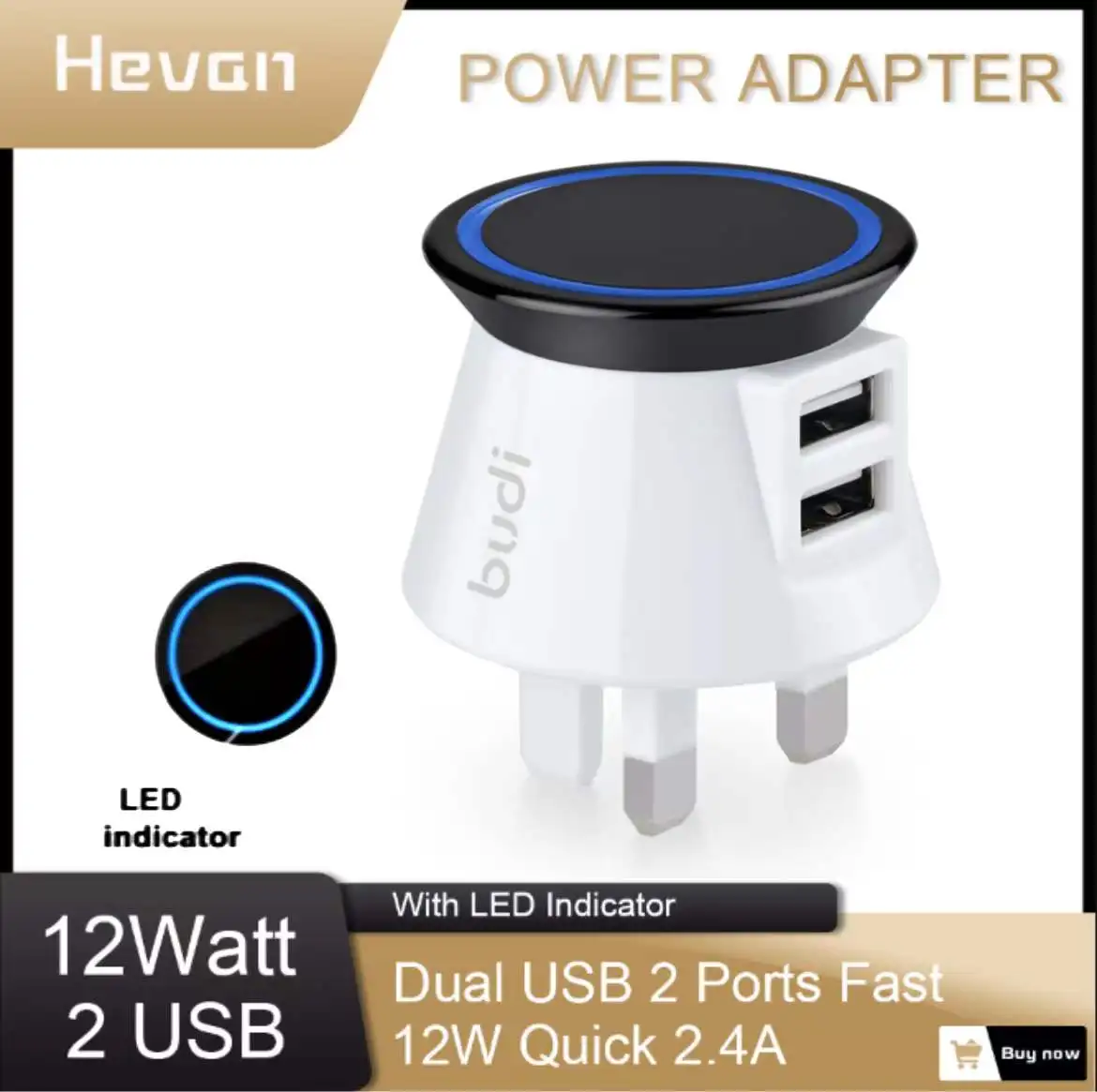 Зарядное устройство для путешествий с 2 USB-портами, 12 Вт, 2,4 А