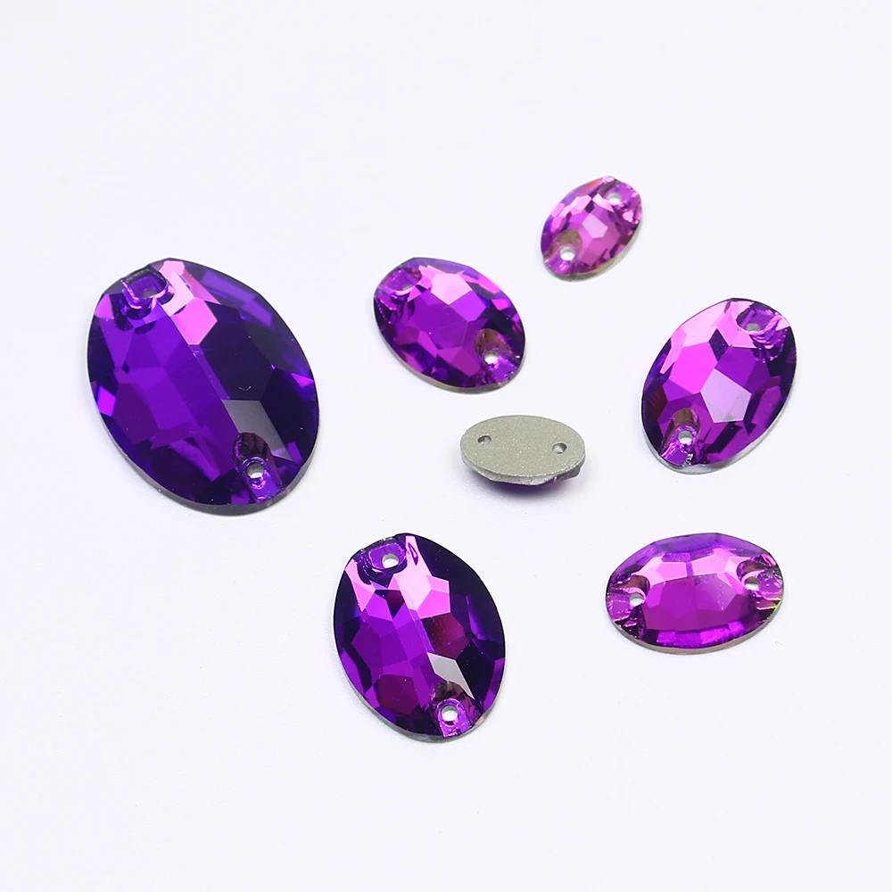 Овальная форма плоская задняя сторона с двумя отверстиями стеклянный хрусталь 5