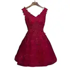 Винно-красное модное сексуальное вечернее платье, новинка 2021, короткое платье с V-образным вырезом для банкета, вечеринки, выпускного вечера