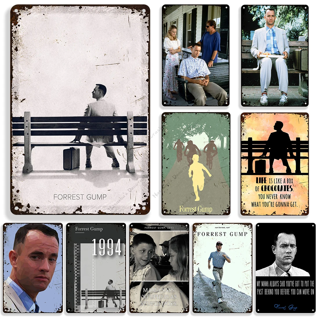 

1994 American Movie Forrest Gump Vintage Poster Metal Signs Retro Decorative Plate Home Garage Metal Tin Sign Club Wall Plate