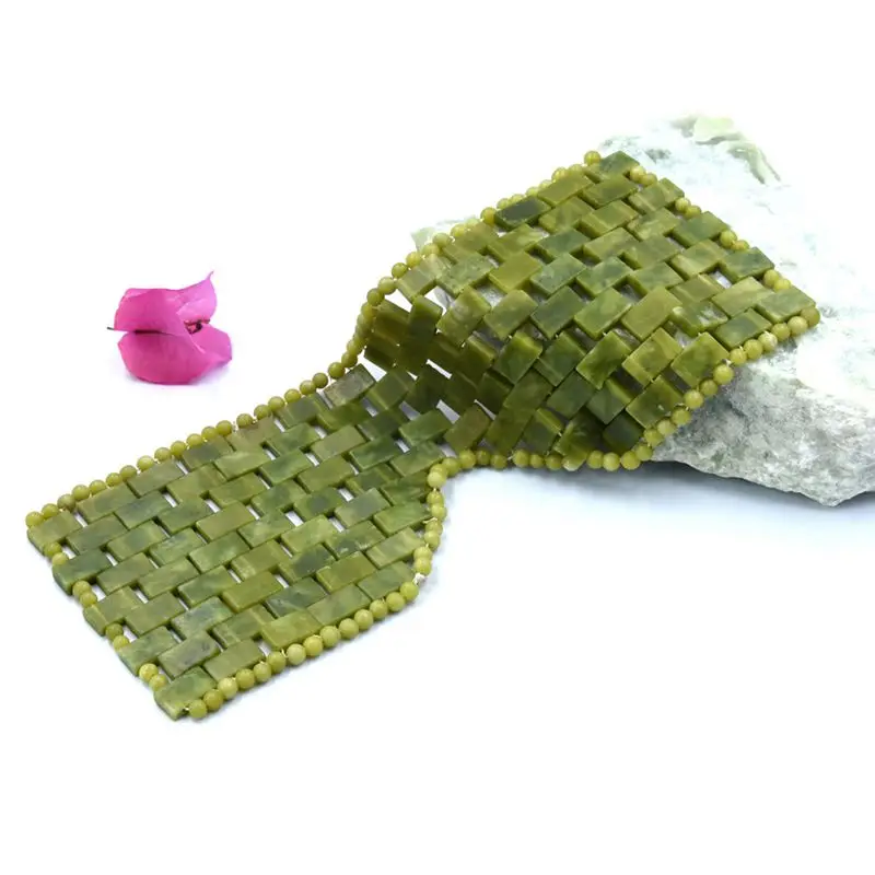 Натуральная Зеленая Нефритовая маска для глаз массажер лица лечебный камень