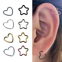3pcs hoop earring cartiliage piercing lip nose ring heart stainless steel ear tragus helix daith stud for women body jewelry 20g