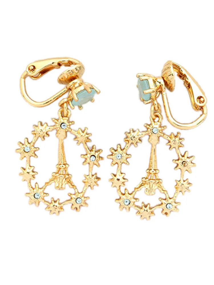 

Fashion Paris Lover Series 925 Stud Earrings Eiffel Tower Zircon Starlight Non-pierced Ear Clip Female Dangle Earrings Earrings