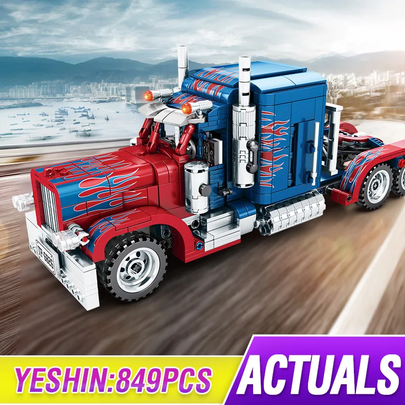 849 шт Technic Peterbilt 389 тяжелая модель грузовика контейнеровоза Набор строительных