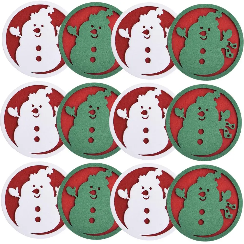 12 шт Рождество фетровая Снежинка Подставки обеденный стол столовых красное