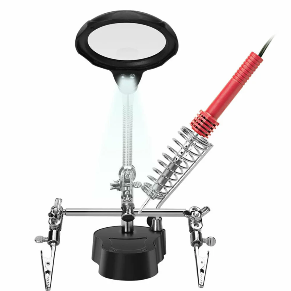 

Helping Soldering Iron Magnifier With clip Plastic Acrylic Len Stand Holder