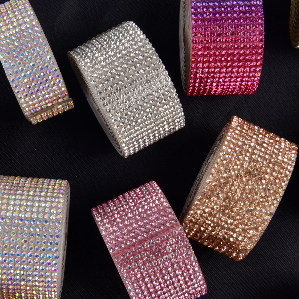 self adhesive crystal rhinestone sticker diamond ribbon diy sticker rhinestones arts crafts car phone decoration dropshipping free global shipping