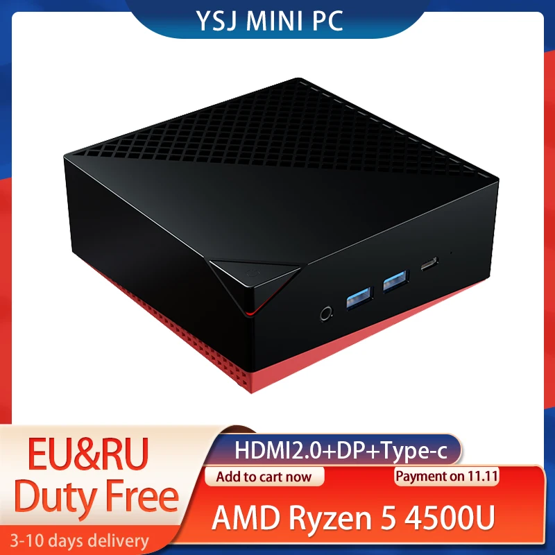 

2021 YSJ New AMD Ryzen 5 4500U Mini PC Win 10 Pro 2*DDR4 Nvme 2*RJ45 Lan Gaming Mini Computer 3*4K HDMI DP Type-C AX WIFI6 BT5.1