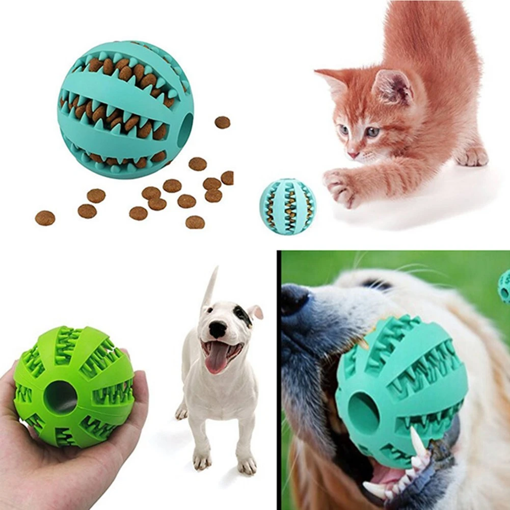 

Rubber Elasticity Ball Pet Dog Leaking Food Clean Tooth Interactive Molar Chew Toy Puppy Funny Soft Natural Cat Extra-tough Toys