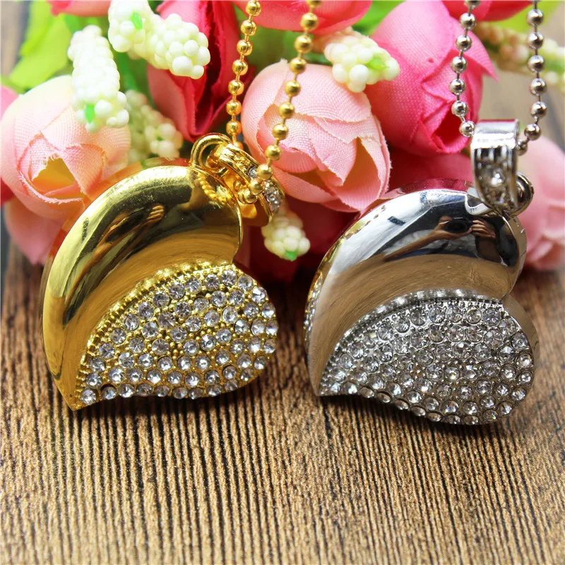 TEXT ME металлический золотой серебряный кристалл сердце любовь 4 ГБ 8 16 USB флэш