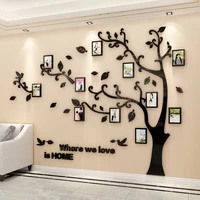 3d acrylic sticker tree mirror for wall decal diy photo frame family photo tree branch pvc wall stickers mural art home decor