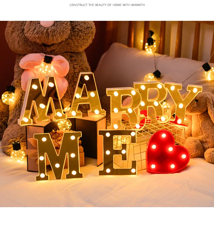 Светящиеся буквы 26 дюймов с английским алфавитом Золотой светодиодный