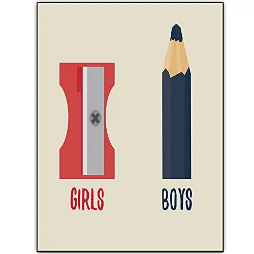 

Original Retro Design Girls and Boys Wood Signs Wall Art|Natural Wooden Board Print Poster Wall Decoration for Garage