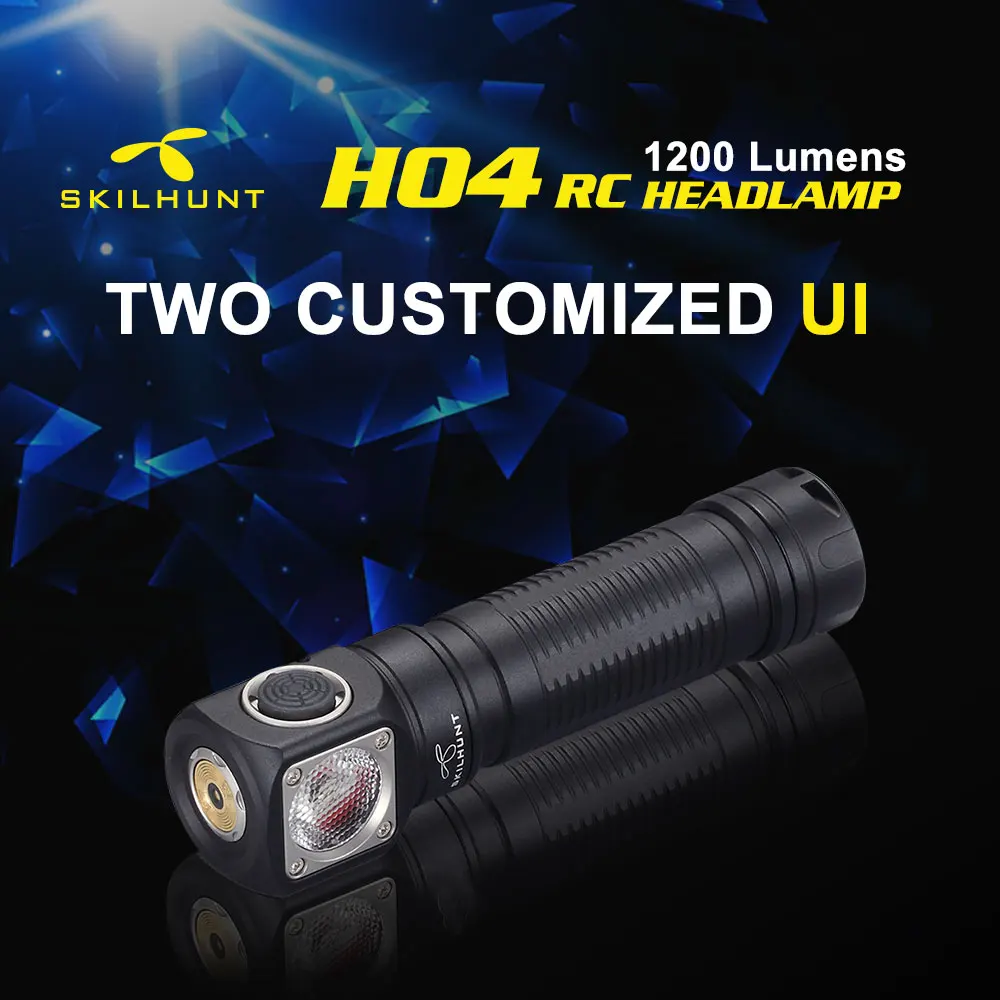 Skilhunt H04 H04R H04F RC 1200 люмен два пользовательских UI USB Магнитный перезаряжаемый светодиодный фонарик Охота Кемпинг+ повязка на голову
