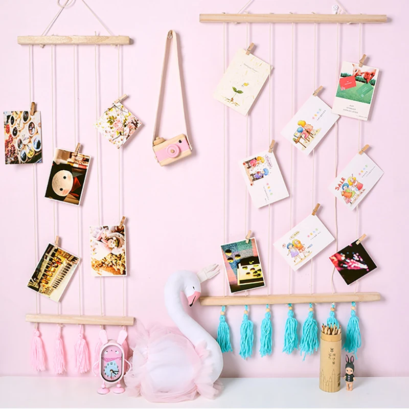 Хлопковая веревка с кисточками настенная подвесная рамка для картин деревянная