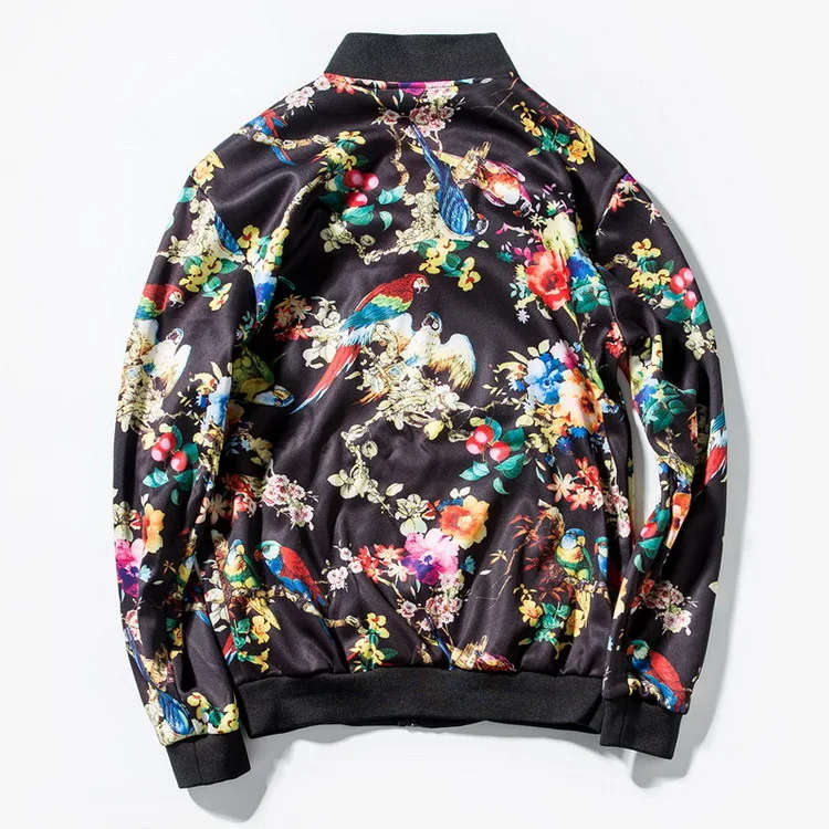 Куртка мужская демисезонная на молнии брендовая уличная одежда с цветочным