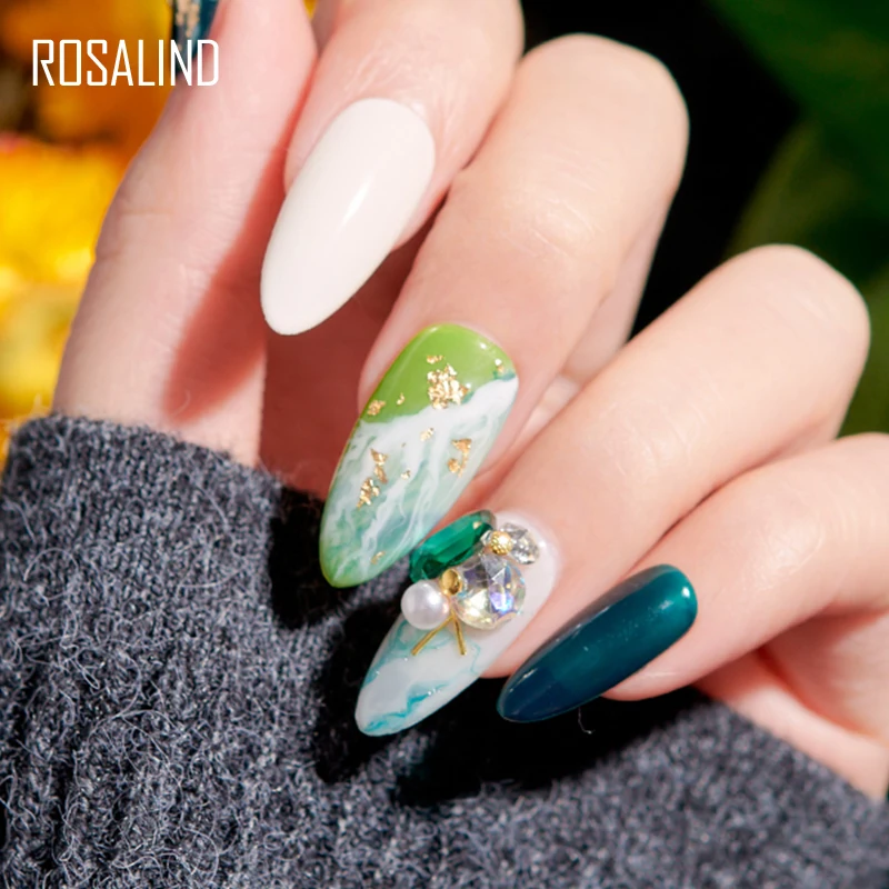 Гель-лак для ногтей ROSALIND 5 мл не вытирается клей дизайна украшения базовый набор