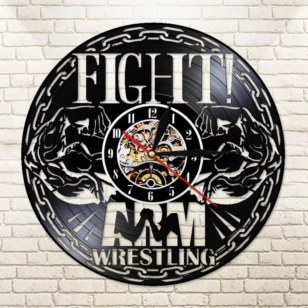 Виниловые настенные часы для боевой борьбы тренажерного зала Подвесные спорт
