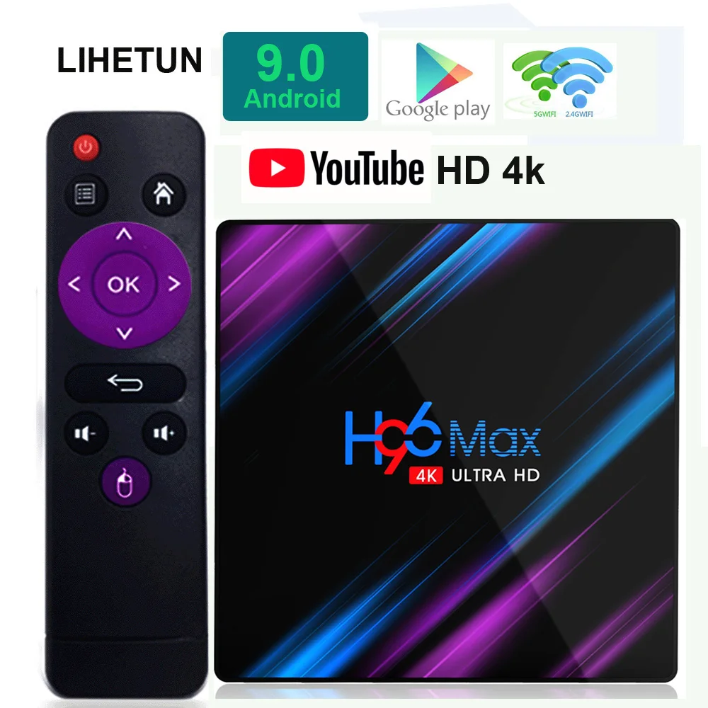 H96 MAX Smart Android 9 0 tv Box 4 ГБ ОЗУ 32 Гб 64 Rockchip RK3318 4K USB3.0 2 4G 5G Wifi Bluetooth