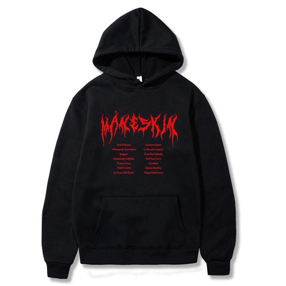 

2021 Maneskin Italian Band Logo Print Unisex Hoodie Men/Women Tops Cotton Fleece Hoodie Fleece Sweatshirts Novelty Street Style