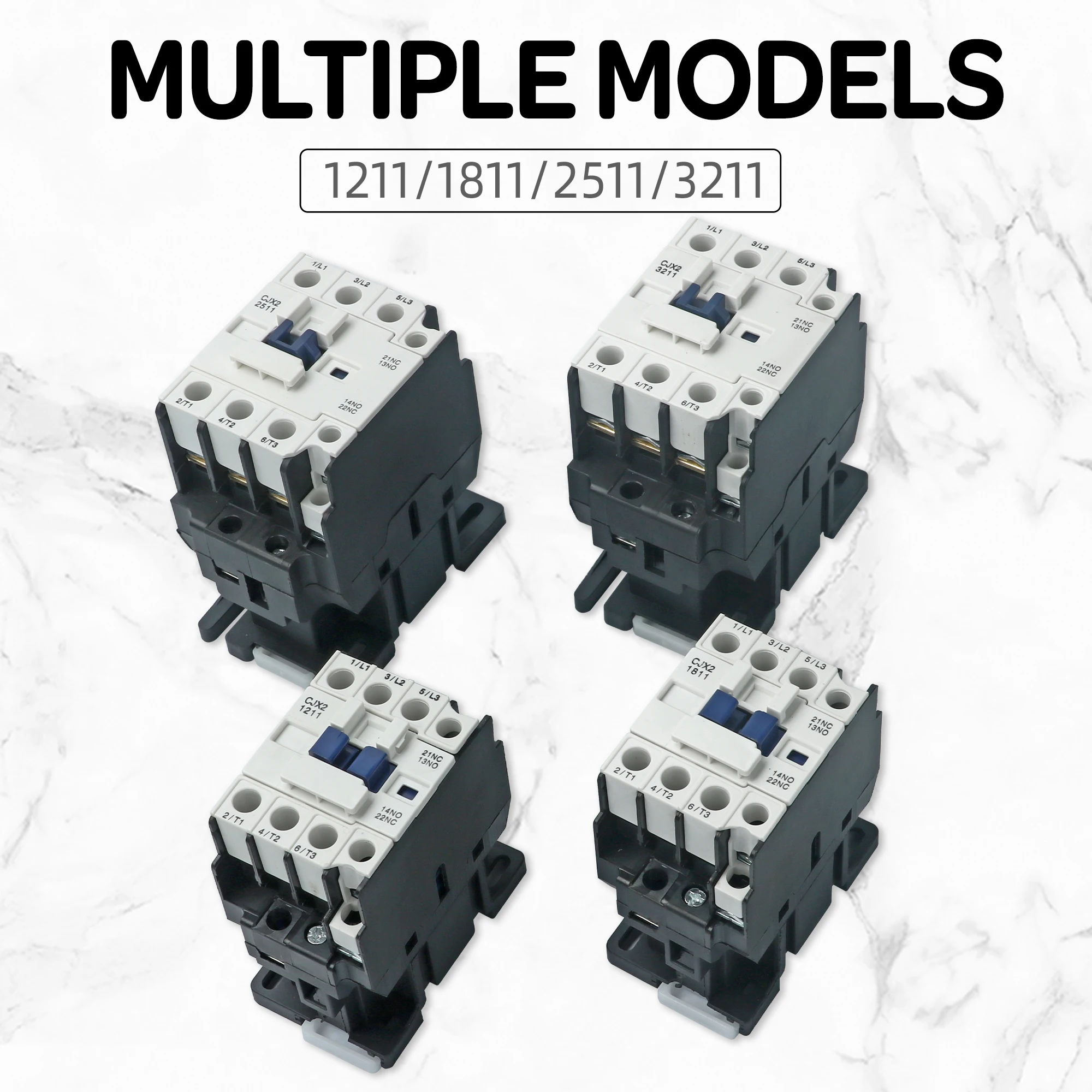 

CJX2-0901 AC Contactor 9A 3 Phase 3-Pole Coil Voltage 380V 220V 110V 36V 24V 50/60Hz Din Rail Mounted 3P+1NC Normally Colse