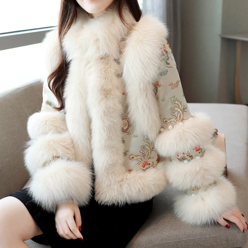 

100% Natural Real Fox Fur Coat Women Winter Genuine Vest Waistcoat Thick Warm Long Jacket With Sleeves Outwear Overcoat