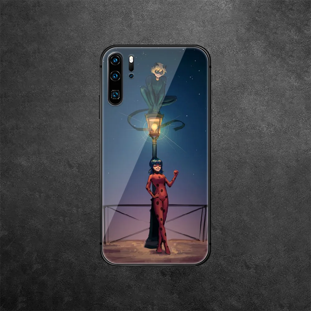 

Lady-bug Girl Tempered Glass Phone Case Cover For Huawei Honor Mate P 7 8 9 10 20 30 40 A X I Pro Lite Smart 2019 Fashion Luxury