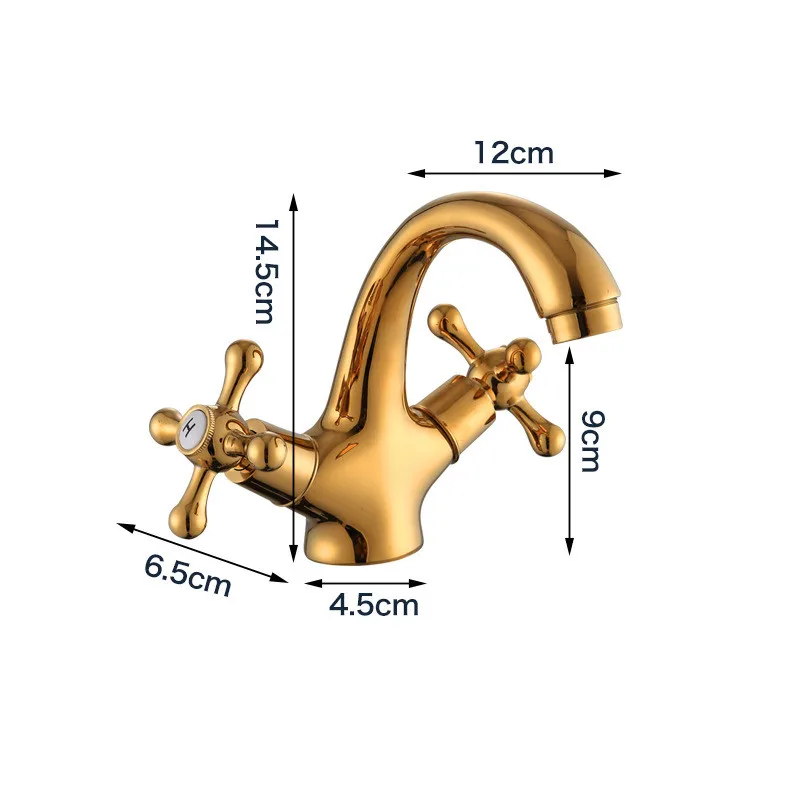 Золотистые краны с двойным переключателем для туалета душевой комнаты кухонные