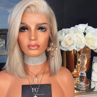 short bob lace front wigs blonde wave thick density 13x4 lace front human hair wigs bleached knots