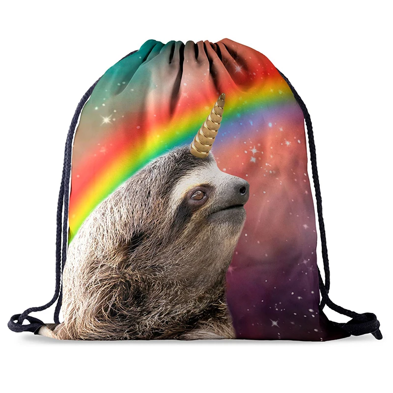 

Рюкзак на шнурке, модные дорожные сумки унисекс с 3D принтом, радужная Радужная сумка на ремне для мужчин и женщин