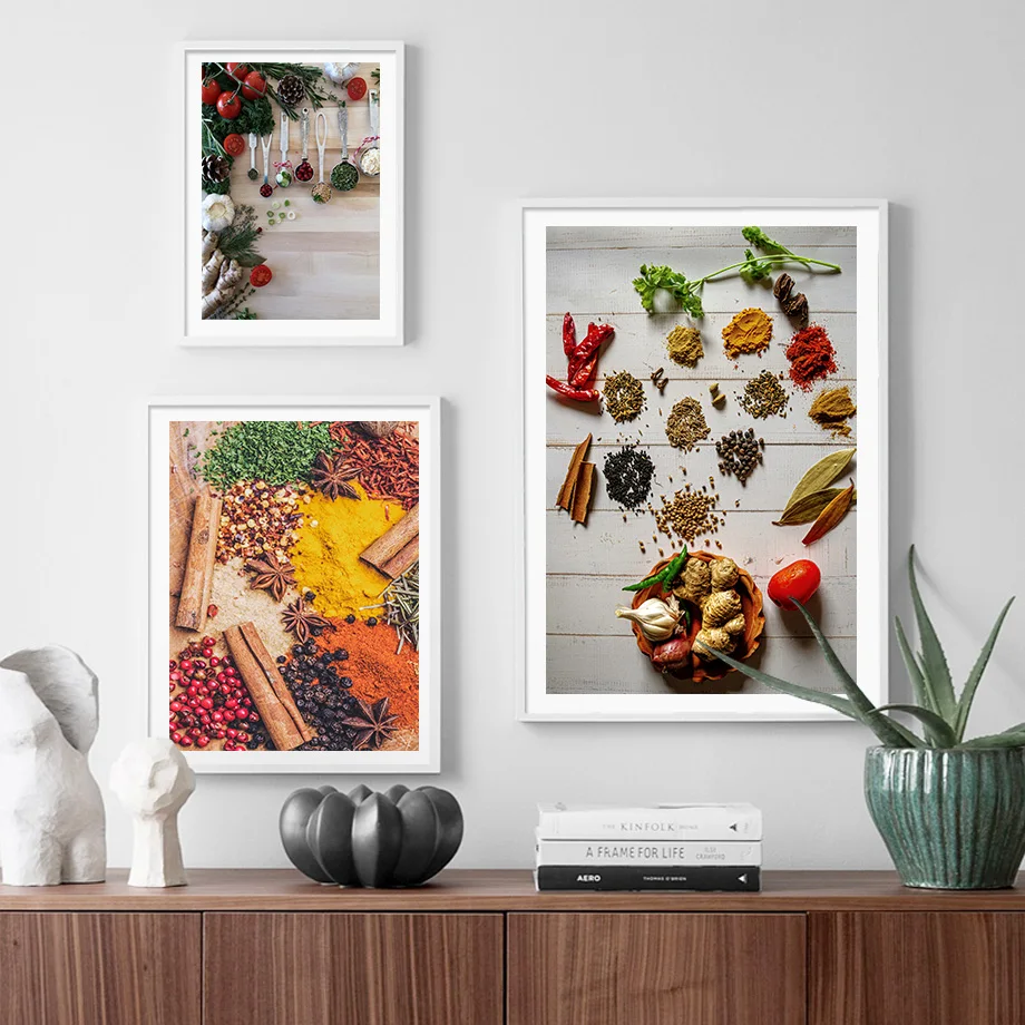 

Vegetable Grains Spices Spoon Peppers Acetic Wall Art Canvas Painting Nordic Posters And Prints Wall Pictures For Kitchen Decor