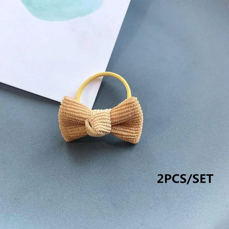 YELLOW-2PCS 2/14 шт. детские вельветовые 4,5 см заколки для волос резинки Заколки для волос для девочек, детей дошкольного возраста, женские аксессуары для волос - Цвет: YELLOW-2PCS