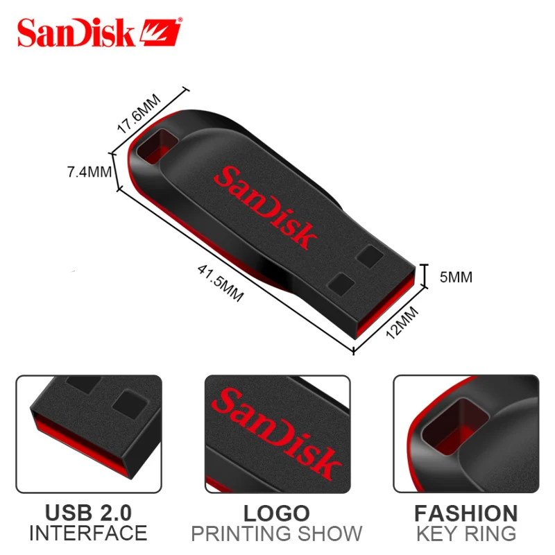 Sandisk Оригинальный мини USB флеш-накопитель 64 ГБ 128 USB2.0 высокоскоростной