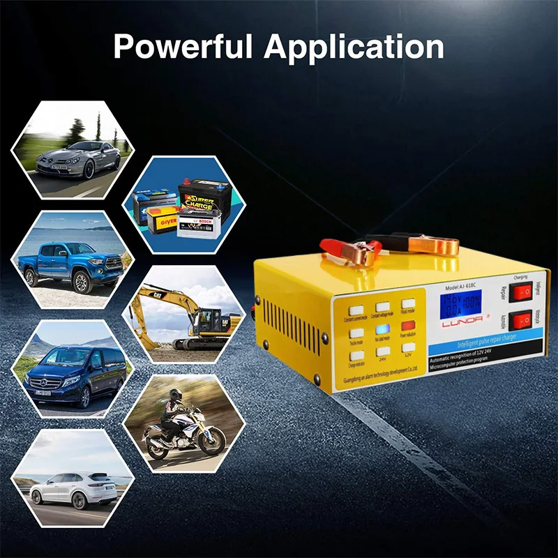 12 V/24 V 200AH автомобиля Батарея Зарядное устройство автоматического 5-ти ступенчатый интеллигентая(ый) Пульс Ремонт зарядным устройством для автомобилей Грузовик Мотоцикл RU Версия