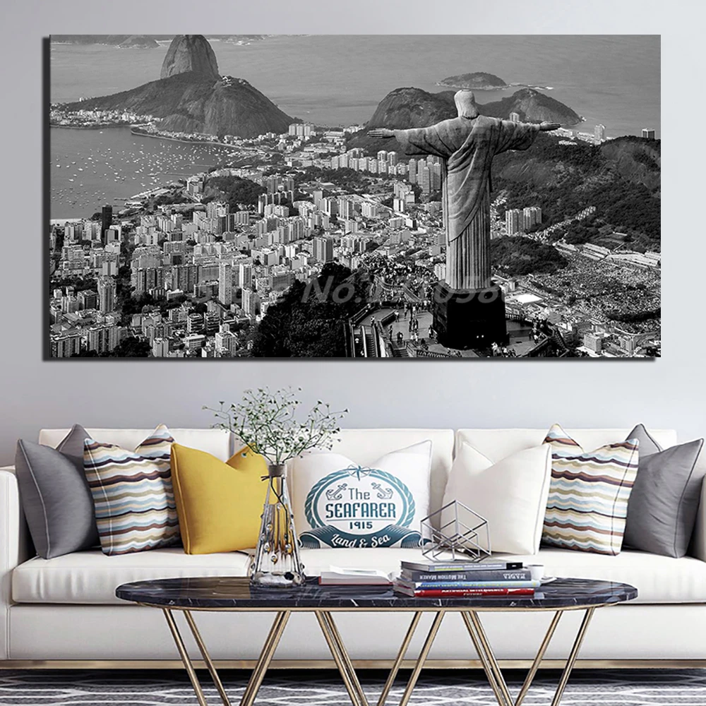 Бразильский Рио де Жанейро большой размер городской пейзаж холст постер печать картина черная белая