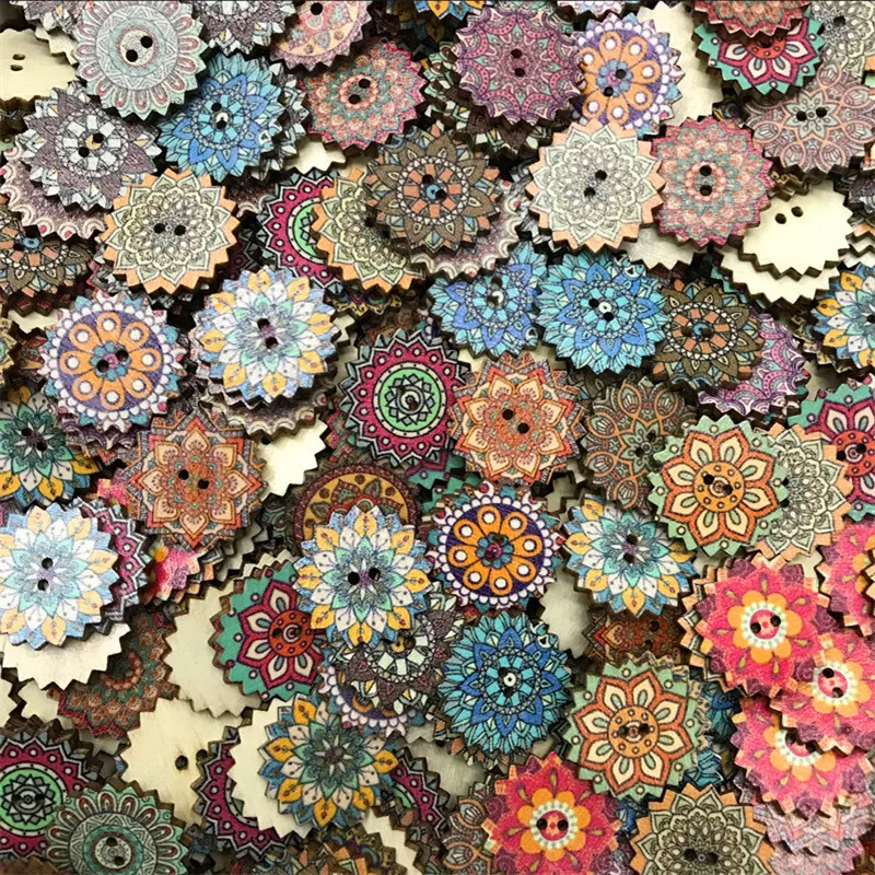

50pcs Wood Sewing Button Cartoon Color Mixed Two Holes Kids Scrapbooking DIY Decorations