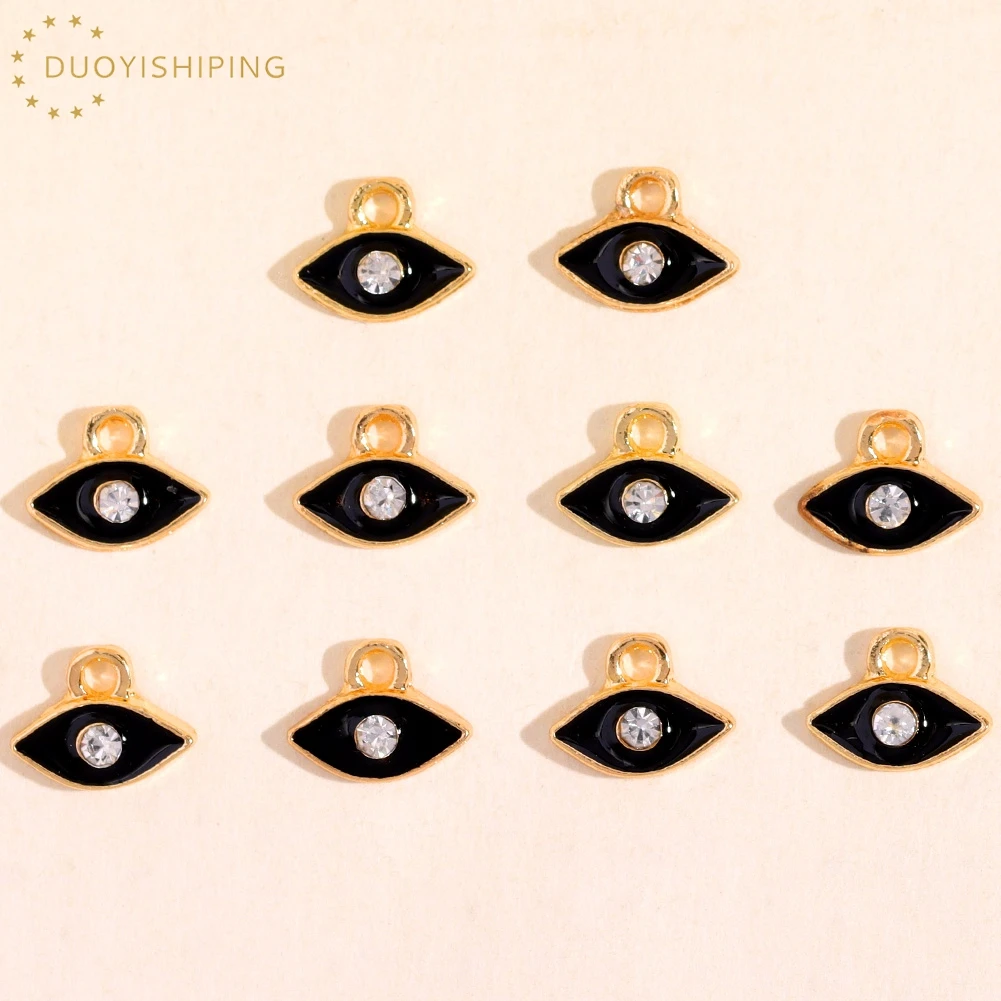 

10Pcs Black Enamel Evil Eye Charm Alloy Metal Drop Oil Charm Pendant For Anklet Bracelet Necklace DIY Jewelry Making Accessories