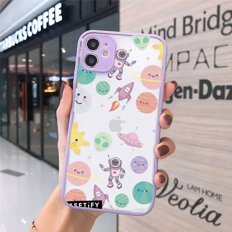 

Space planet moon alien Phone Case Matte Transparent For iPhone 12 Mini 11 Pro XR XS Max 7 8 Plus