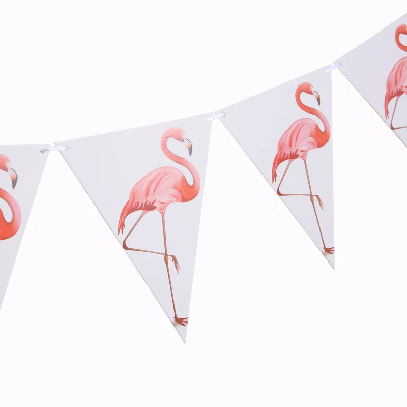 

1set Flamingo Paper Flag Birthday Party Bunting Banner Baby Shower Wedding Event Party Pennant DIY Decor jungle party supplies