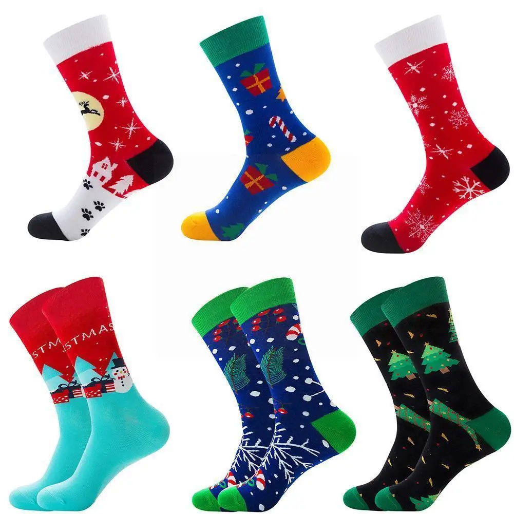 

1 пара, мужские/женские Носки с рисунком Санта Клауса